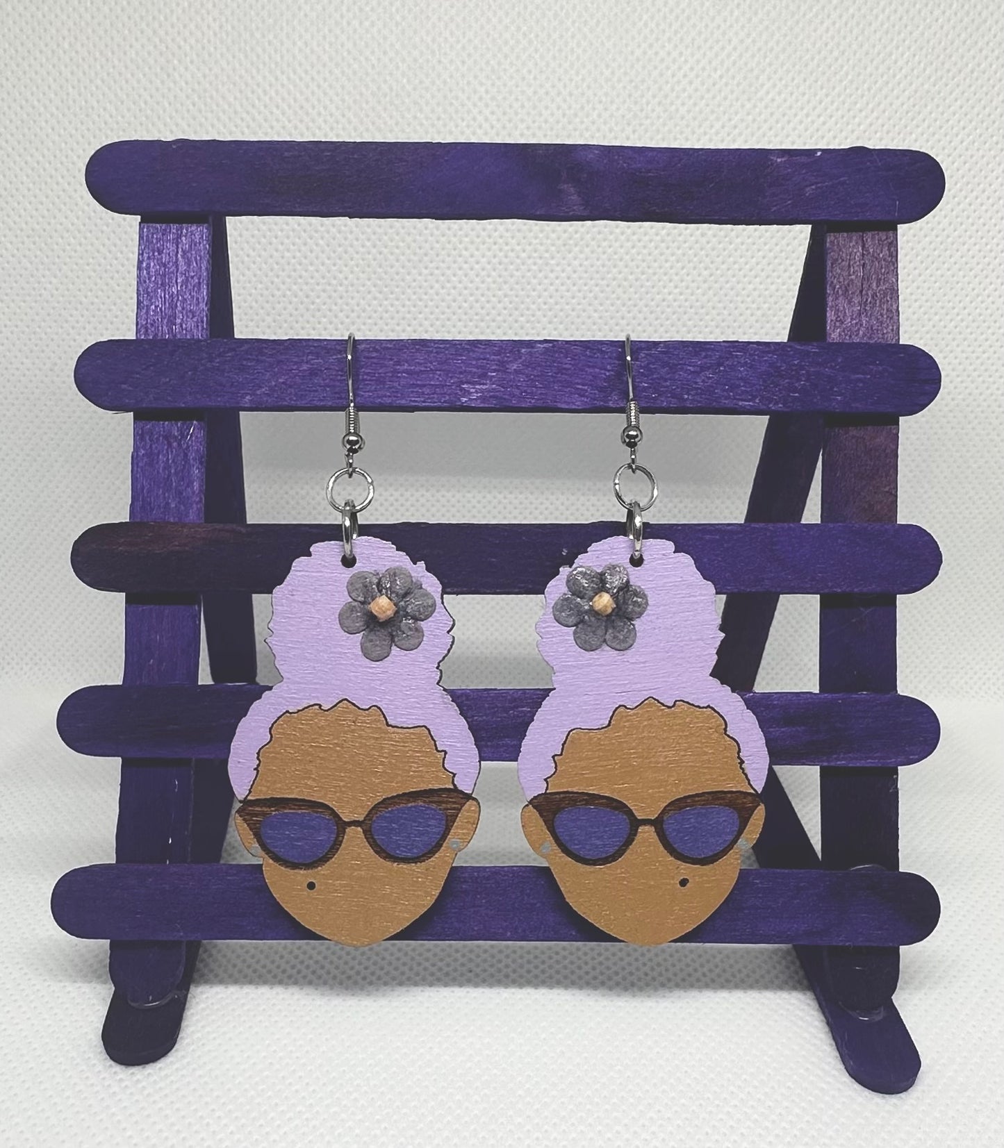 Violet Vibes - Afrocentric Wooden Earrings