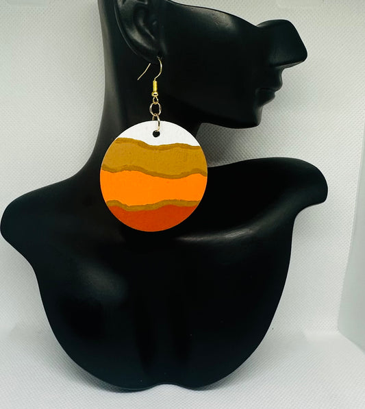 Sunset Waves Wooden Earrings