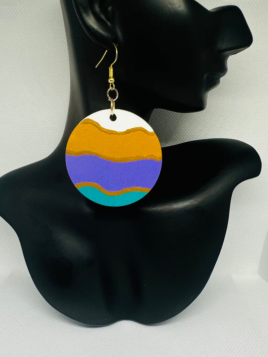 Bold Waves Wooden Earrings