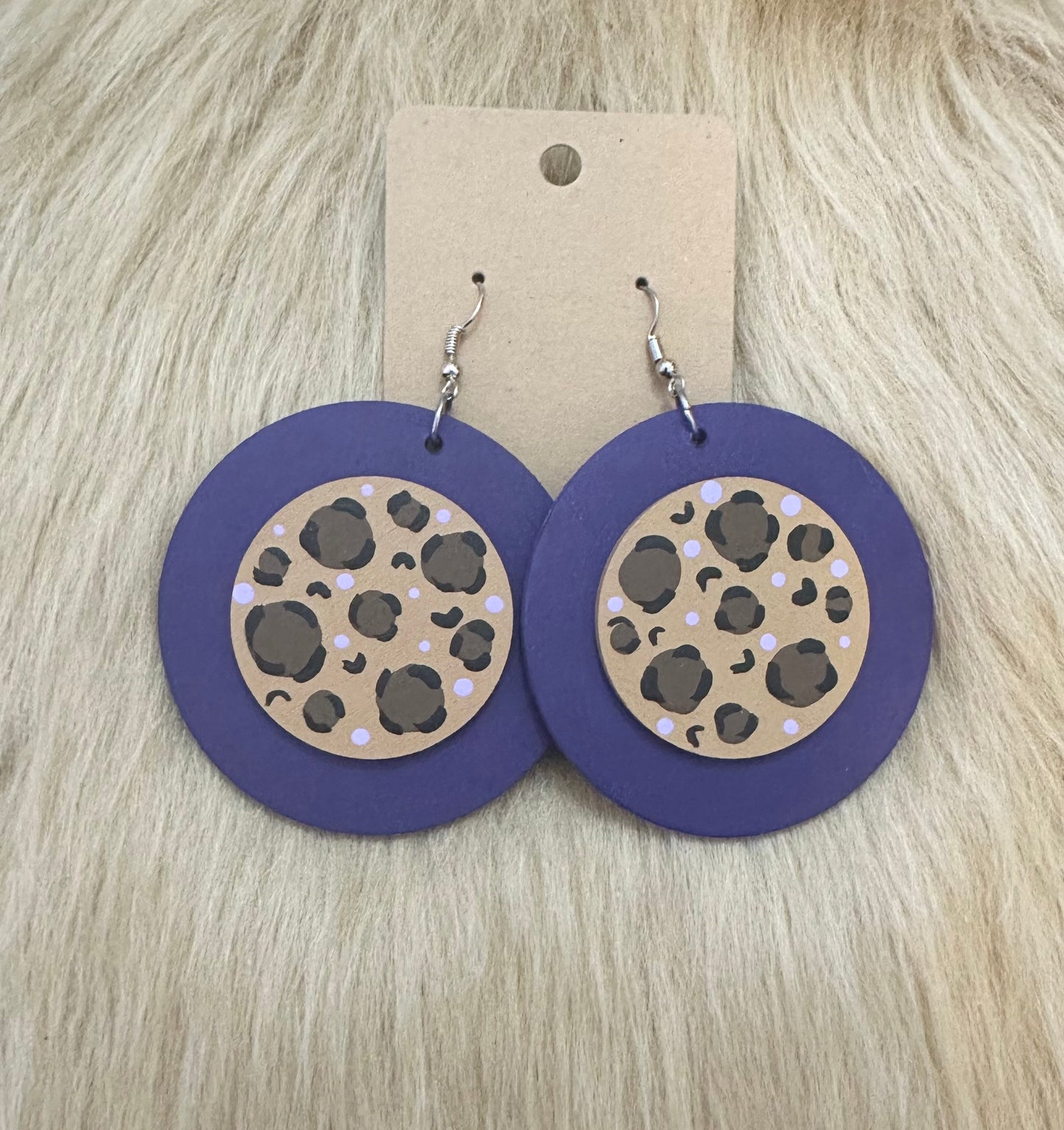 Vivid Violet: Hand-Painted Leopard & Purple Statement Hoops