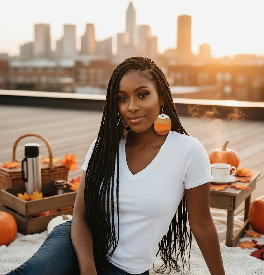 Sunset Waves Wooden Earrings