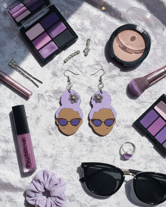 Violet Vibes - Afrocentric Wooden Earrings