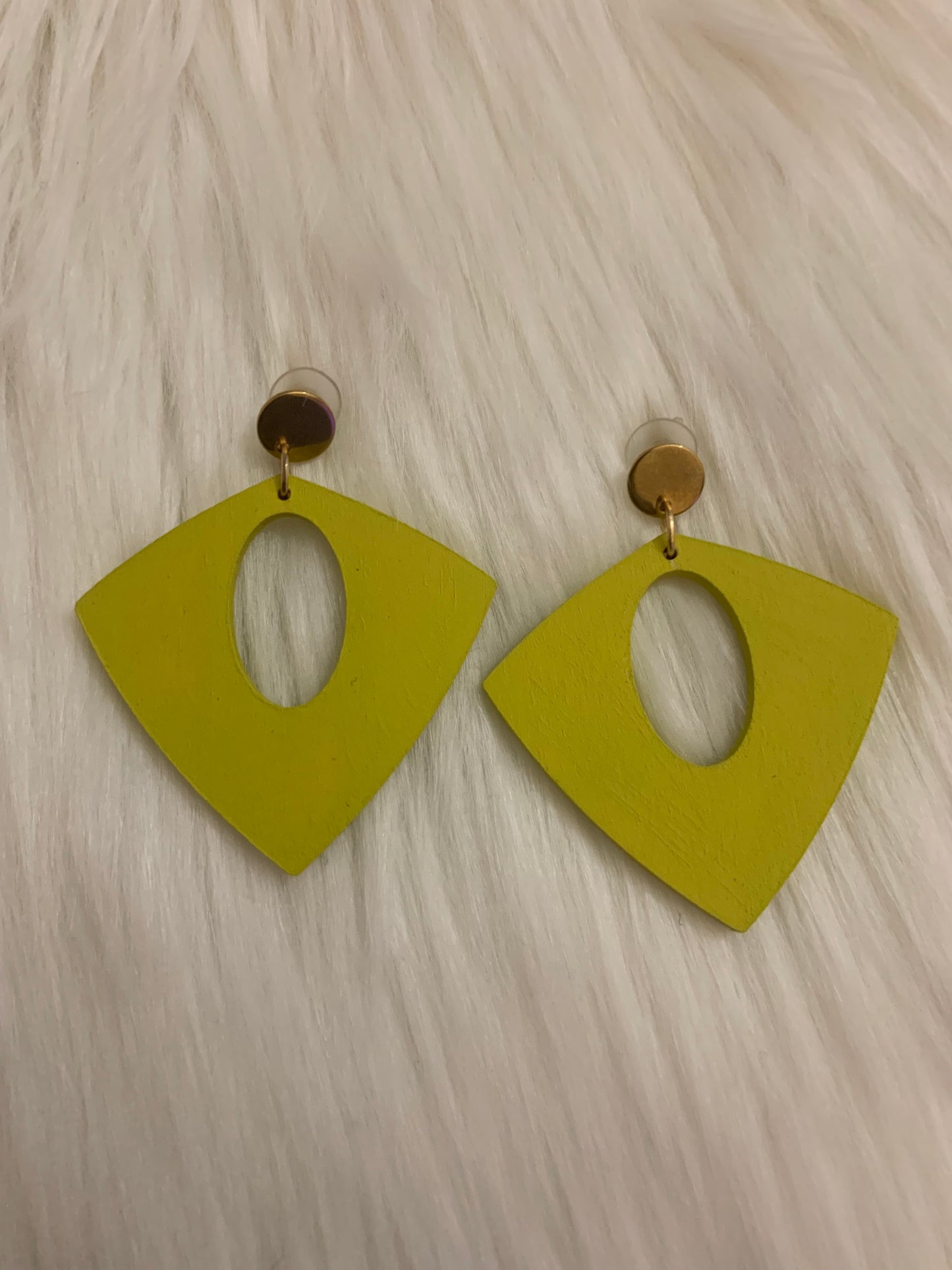 Matte Geometrical Wooden Stud Earrings