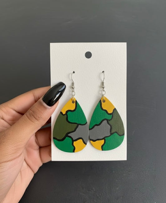 Camo Type Color-Block Teardrop Earring