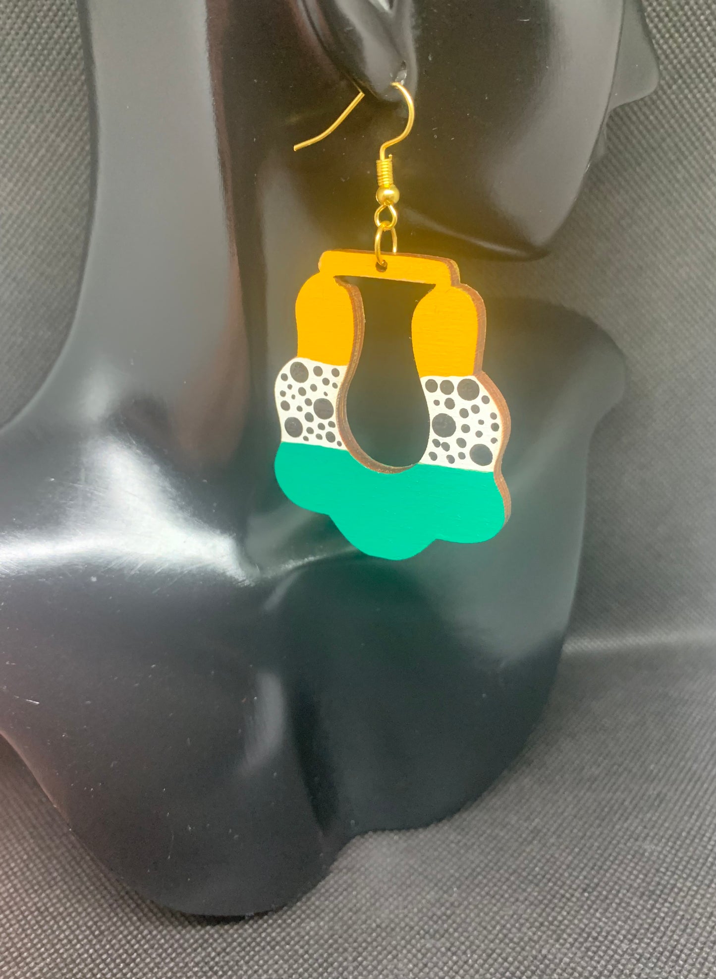 Emerald Abstract: Hand-Painted Geometric Statement Earrings