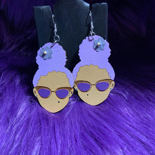 Violet Vibes - Afrocentric Wooden Earrings