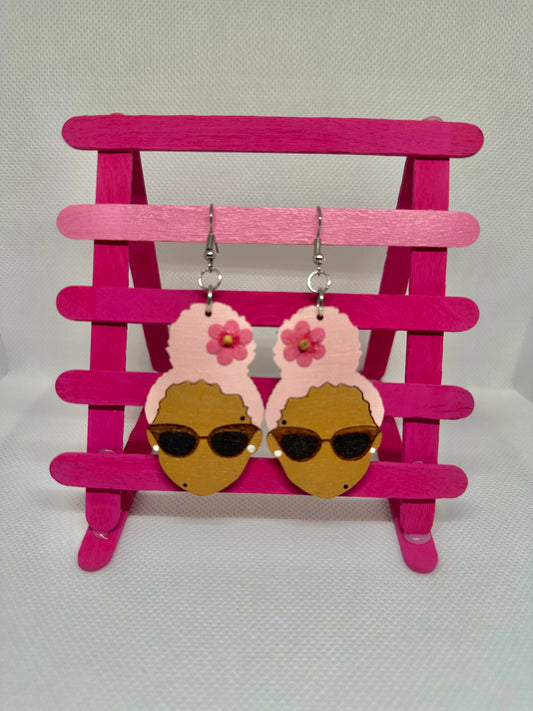 Bold and Beautiful - Afrocentric Wooden Earrings "Pink"