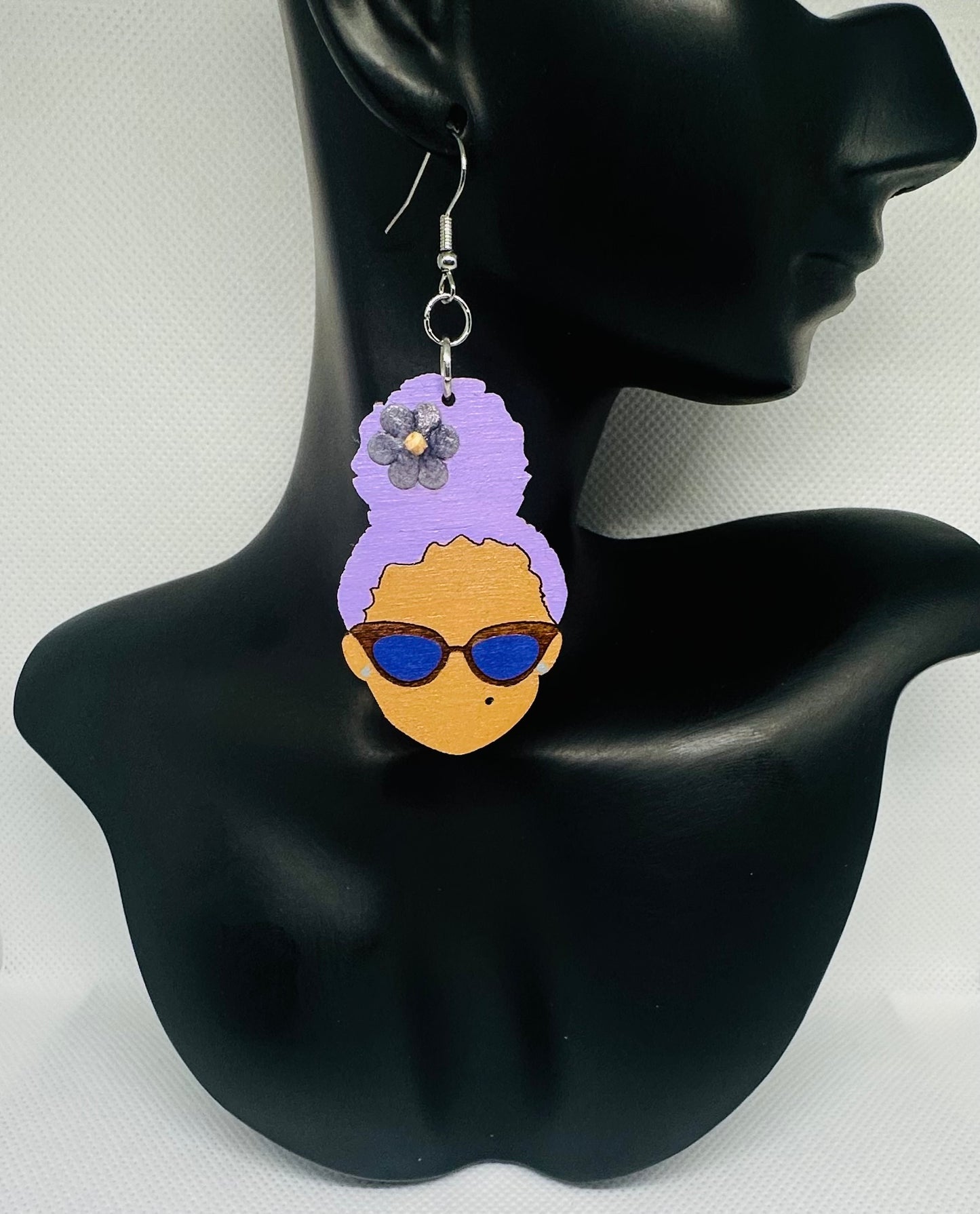 Violet Vibes - Afrocentric Wooden Earrings