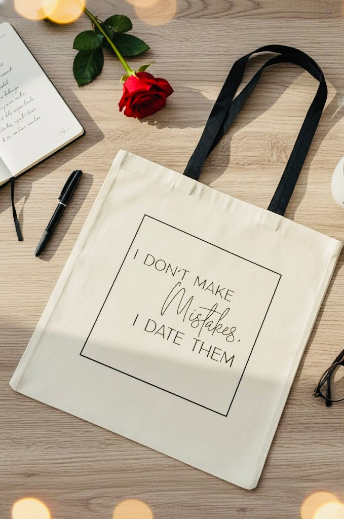 "I Don’t Make Mistakes, I Date Them" Canvas Tote Bag