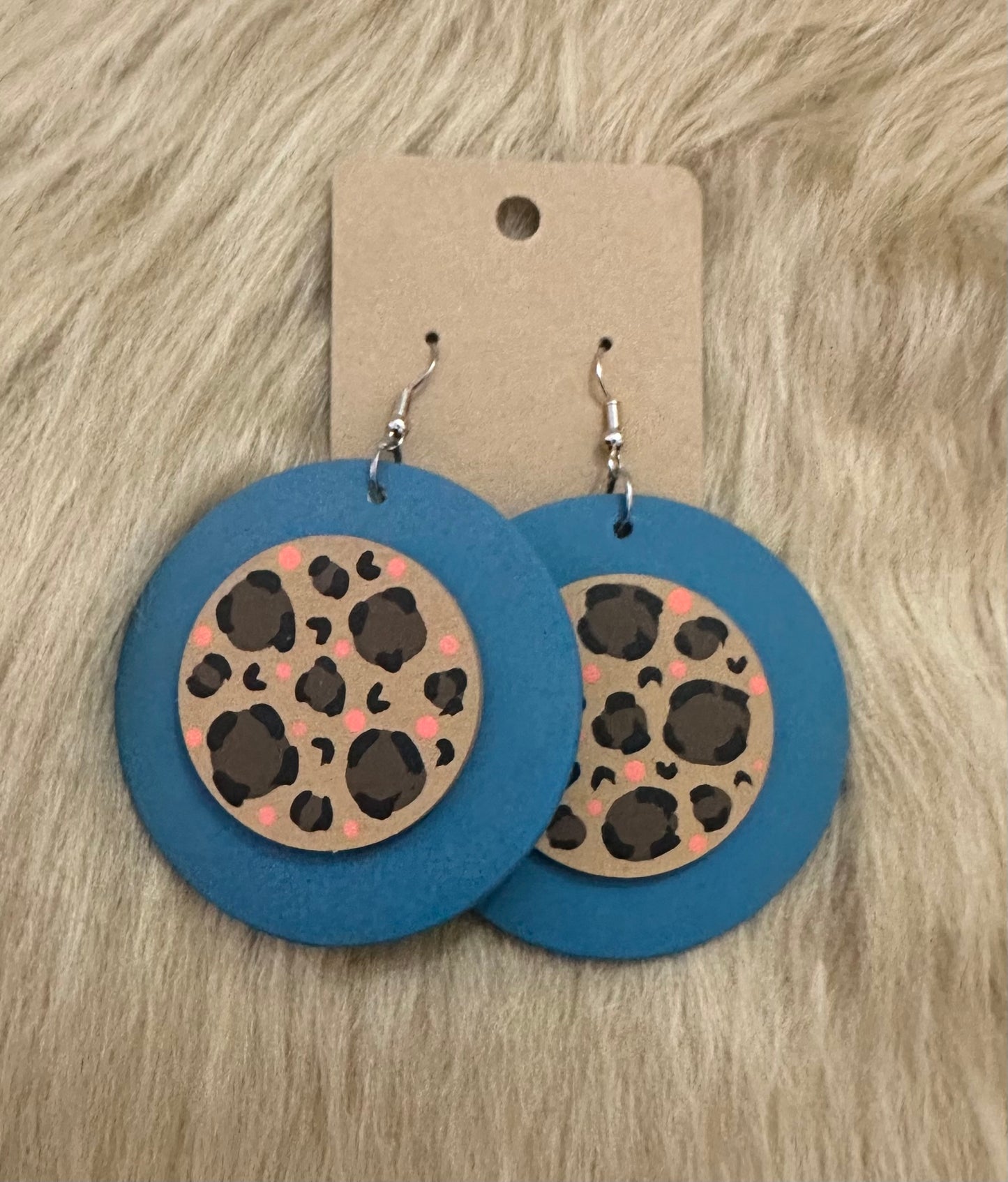Teal Cheetah Print Double-Sided Accent Earrings