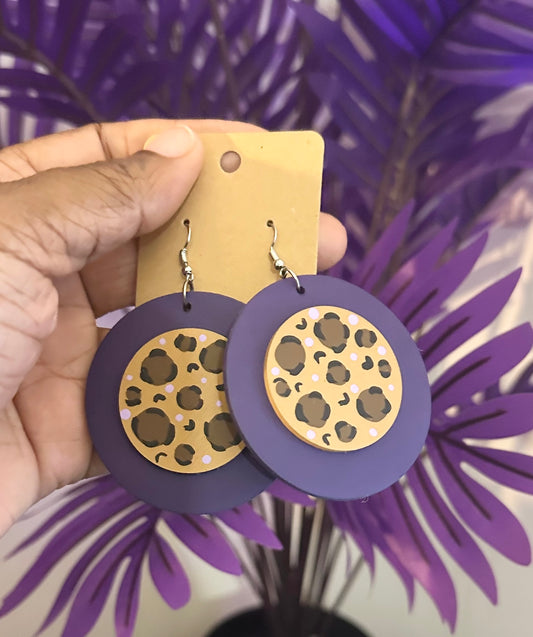 Vivid Violet: Hand-Painted Leopard & Purple Statement Hoops