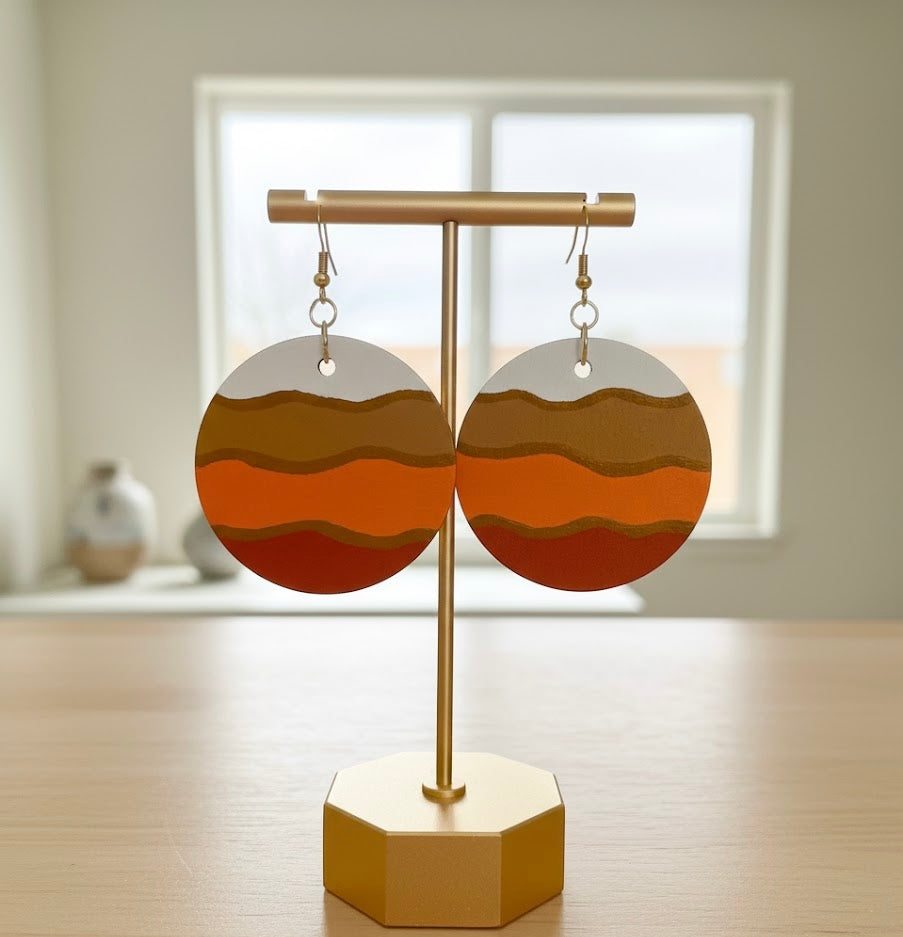 Sunset Waves Wooden Earrings