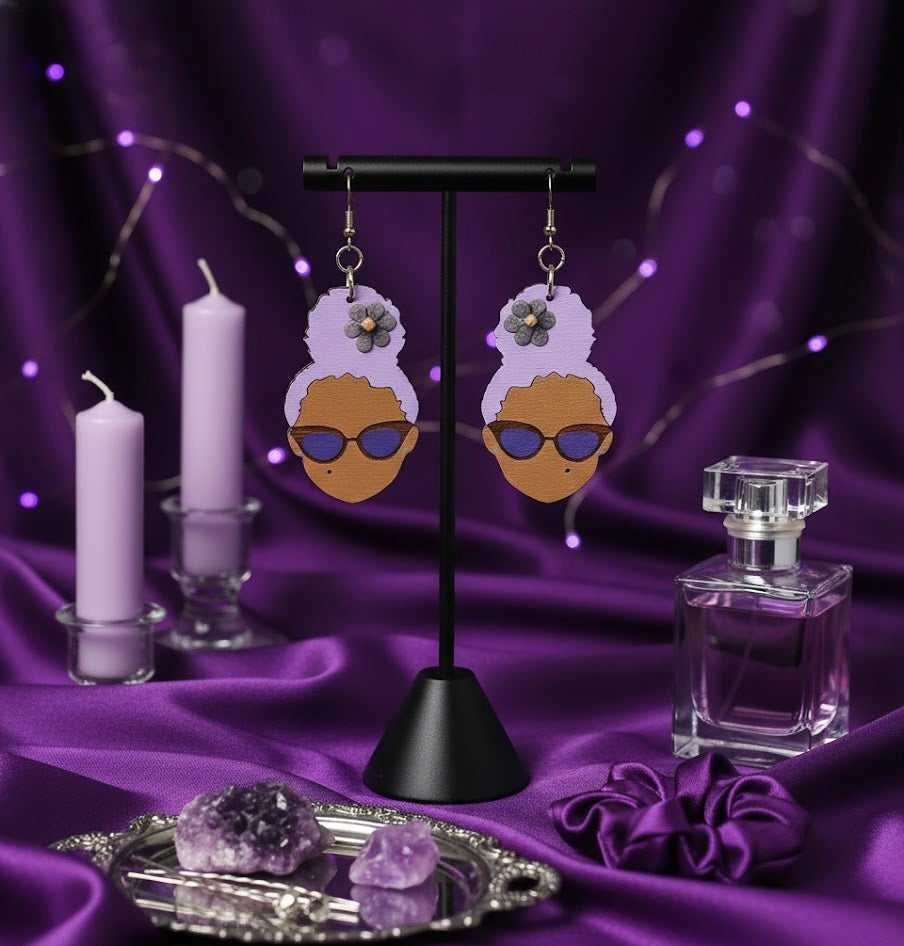 Violet Vibes - Afrocentric Wooden Earrings