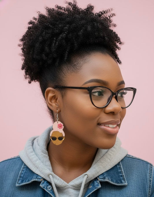 Bold and Beautiful - Afrocentric Wooden Earrings "Pink"