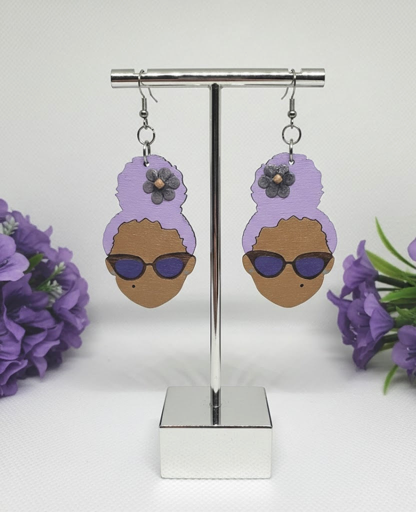 Violet Vibes - Afrocentric Wooden Earrings