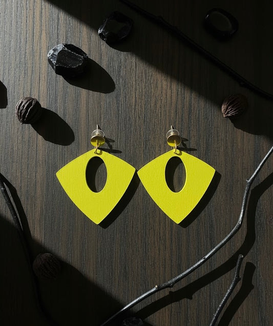 Matte Geometrical Wooden Stud Earrings