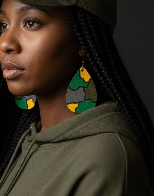 Camo Type Color-Block Teardrop Earring