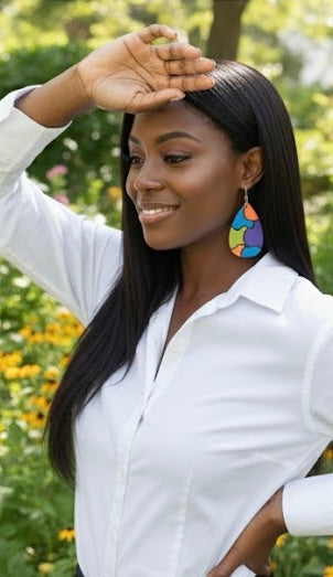 Vivid Color-Block Teardrop Earrings