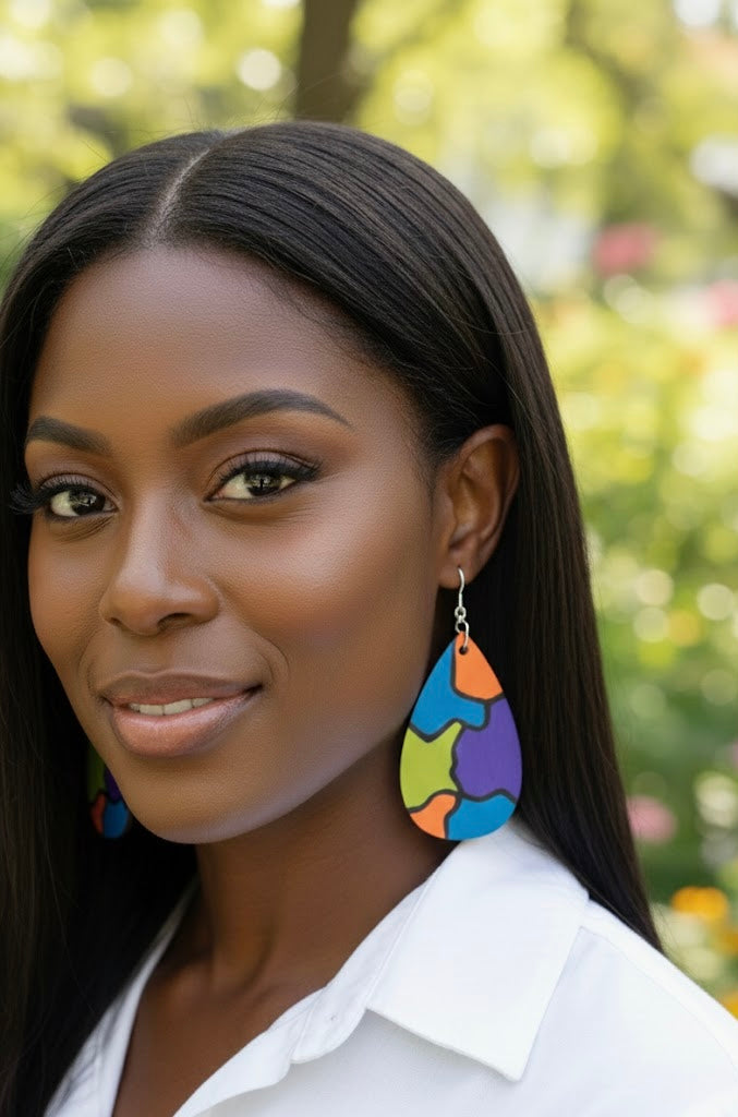 Vivid Color-Block Teardrop Earrings