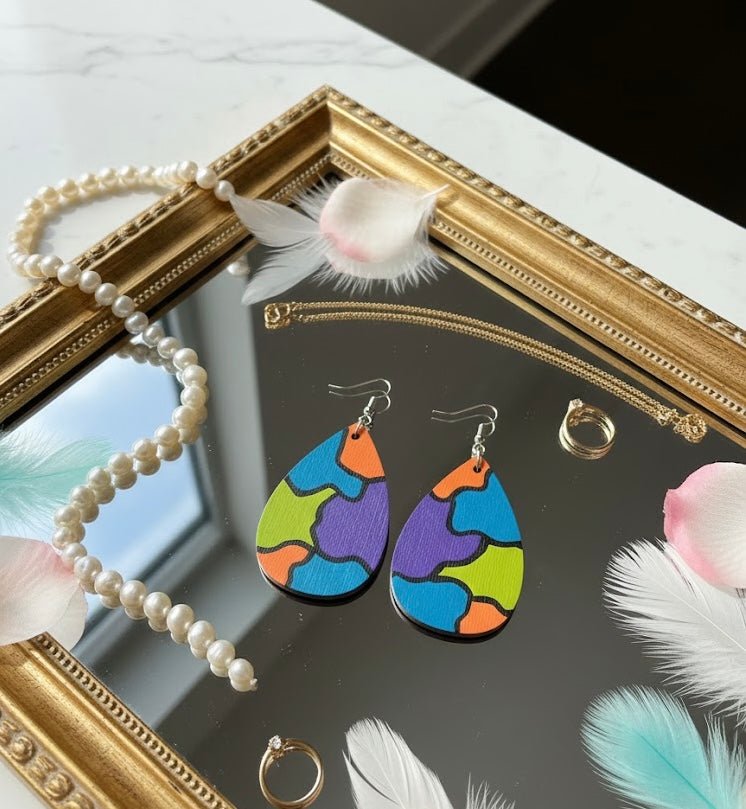 Vivid Color-Block Teardrop Earrings