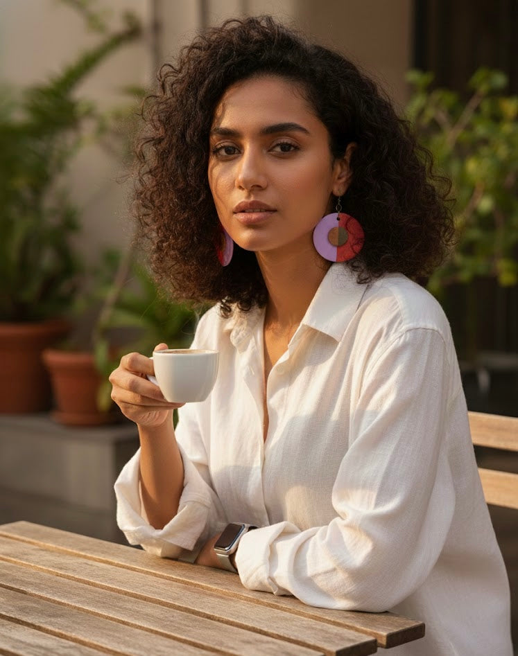 Two-Layered Distinctive Geometric Wooden Earrings