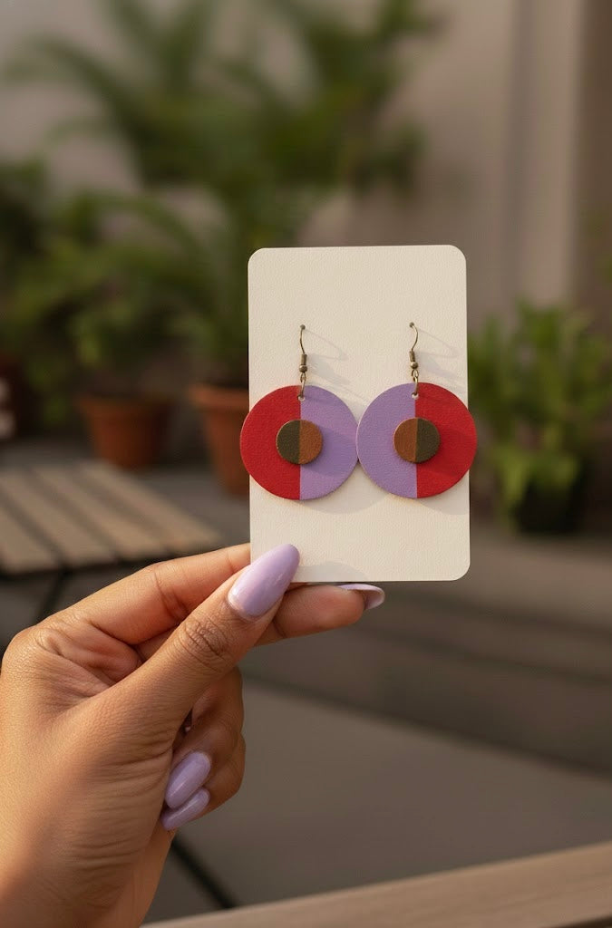 Two-Layered Distinctive Geometric Wooden Earrings
