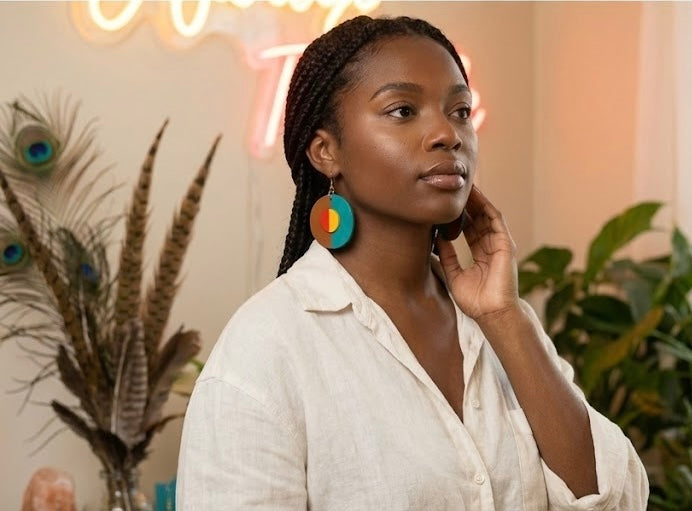 Two-Layered Geometric Split-Circle Gloss Earrings