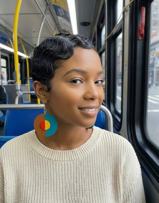 Two-Layered Geometric Split-Circle Gloss Earrings