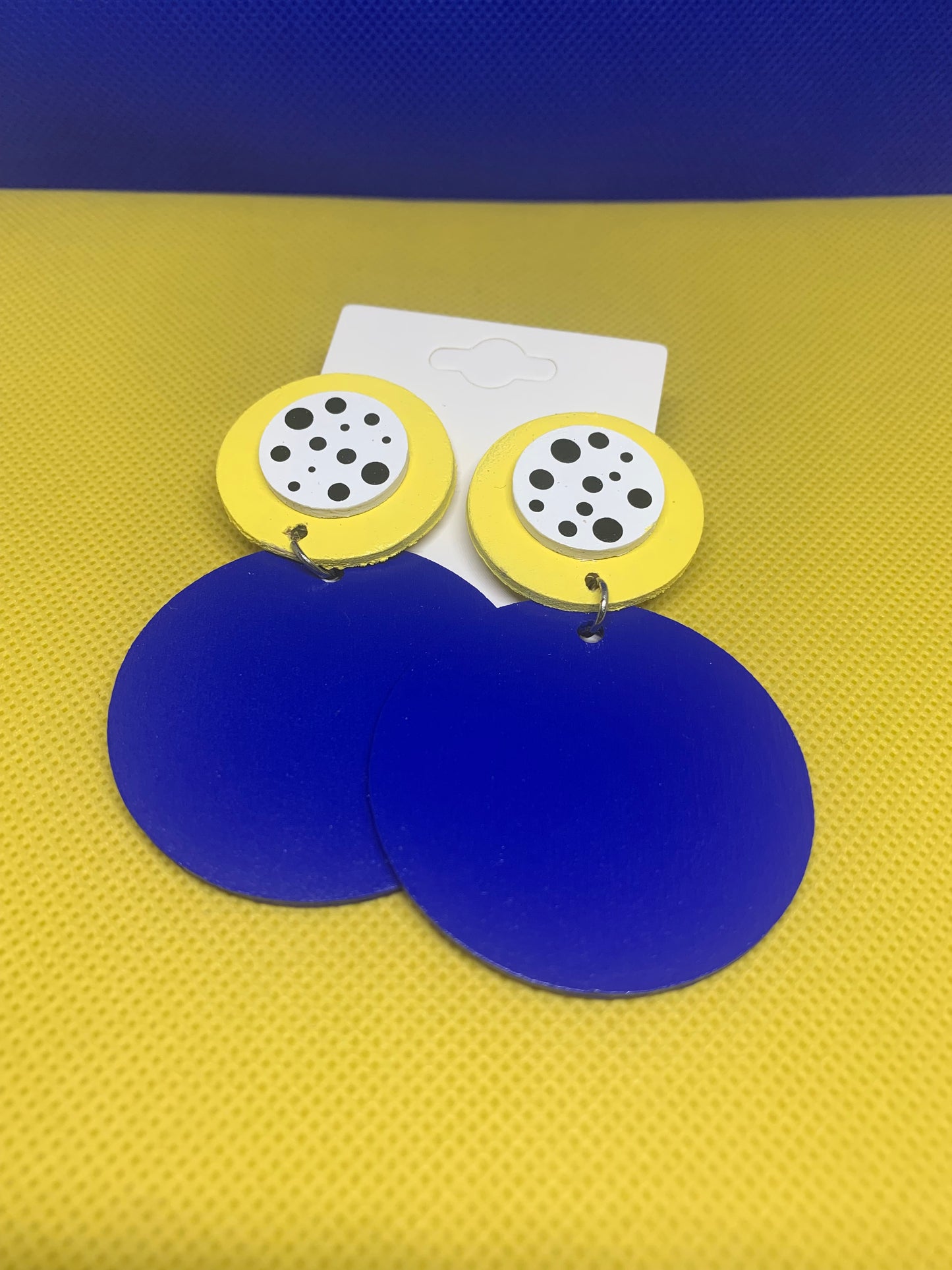 Solar Cobalt: Hand-Painted Color-Block Stud Drops