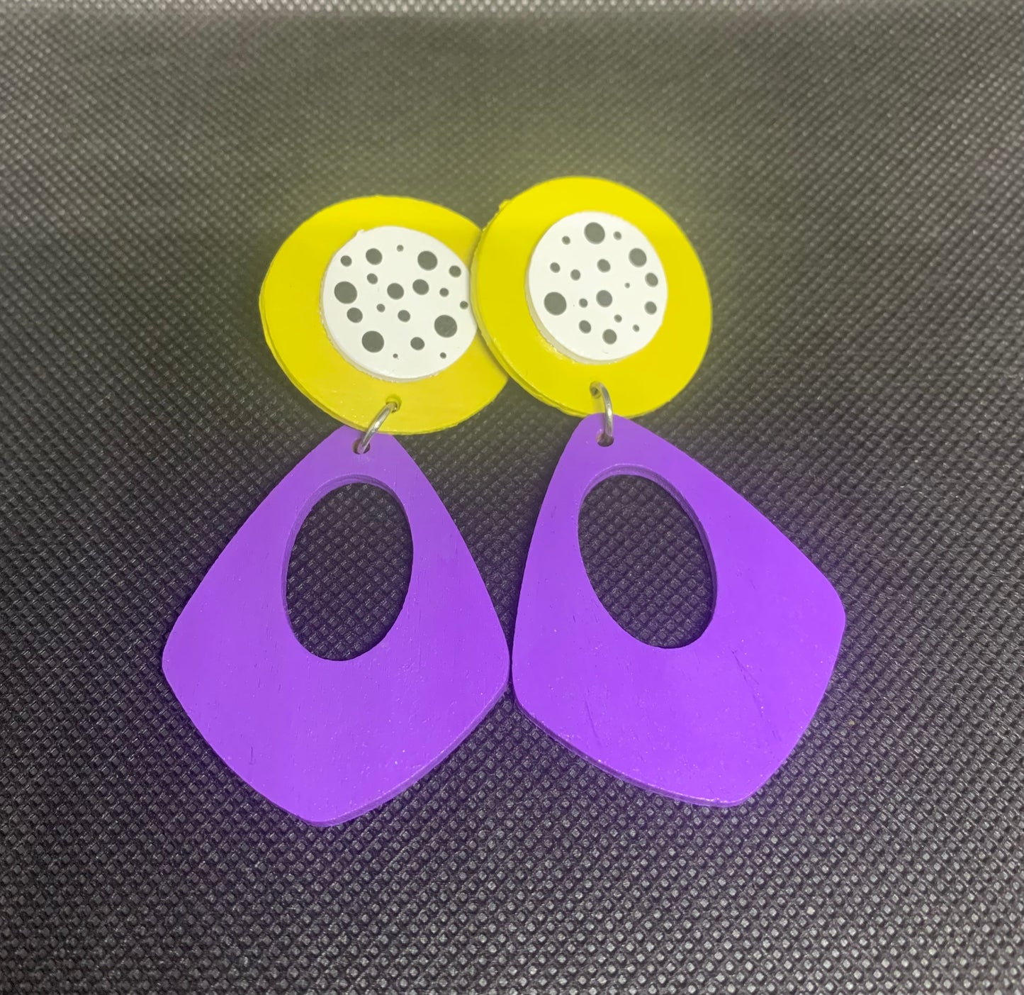 Retro Pop: Hand-Painted Geometric Drop Earrings