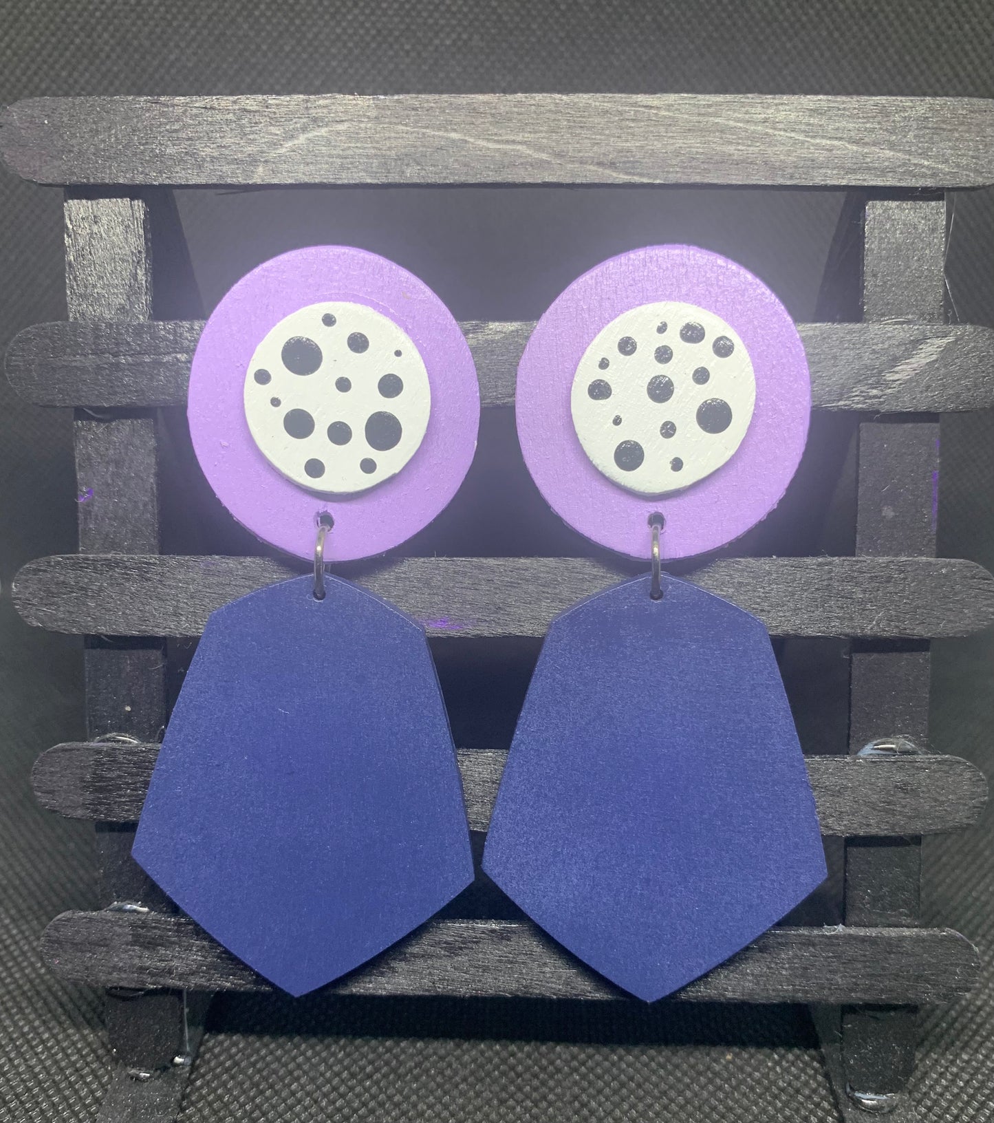 Navy Mod: Hand-Painted Geometric  Drop Earrings