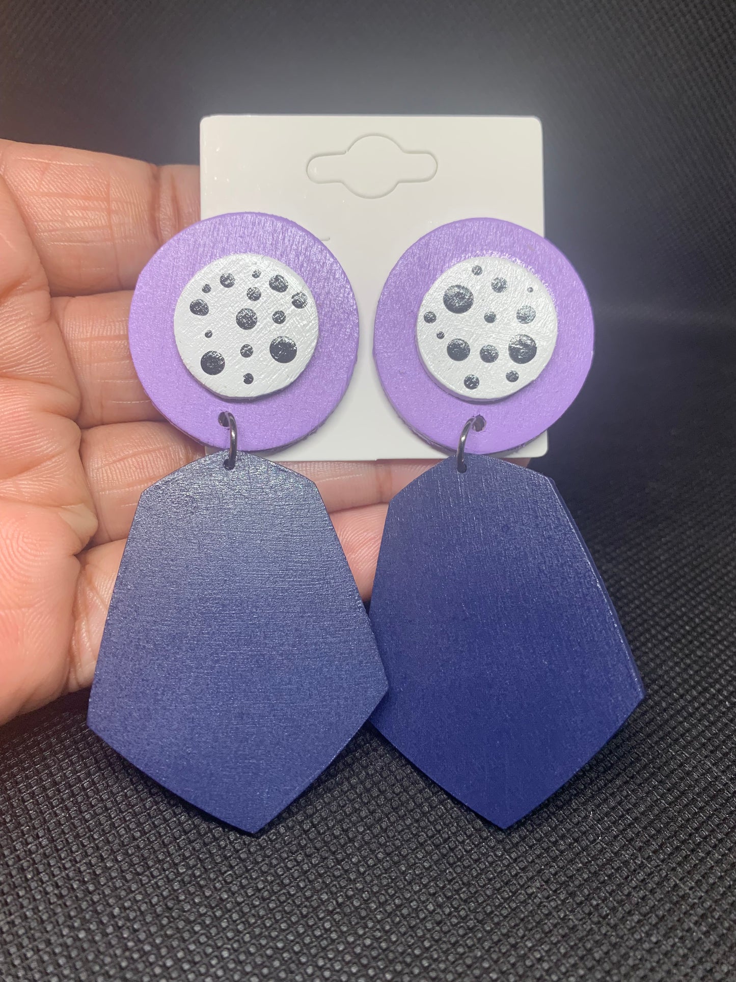 Navy Mod: Hand-Painted Geometric  Drop Earrings