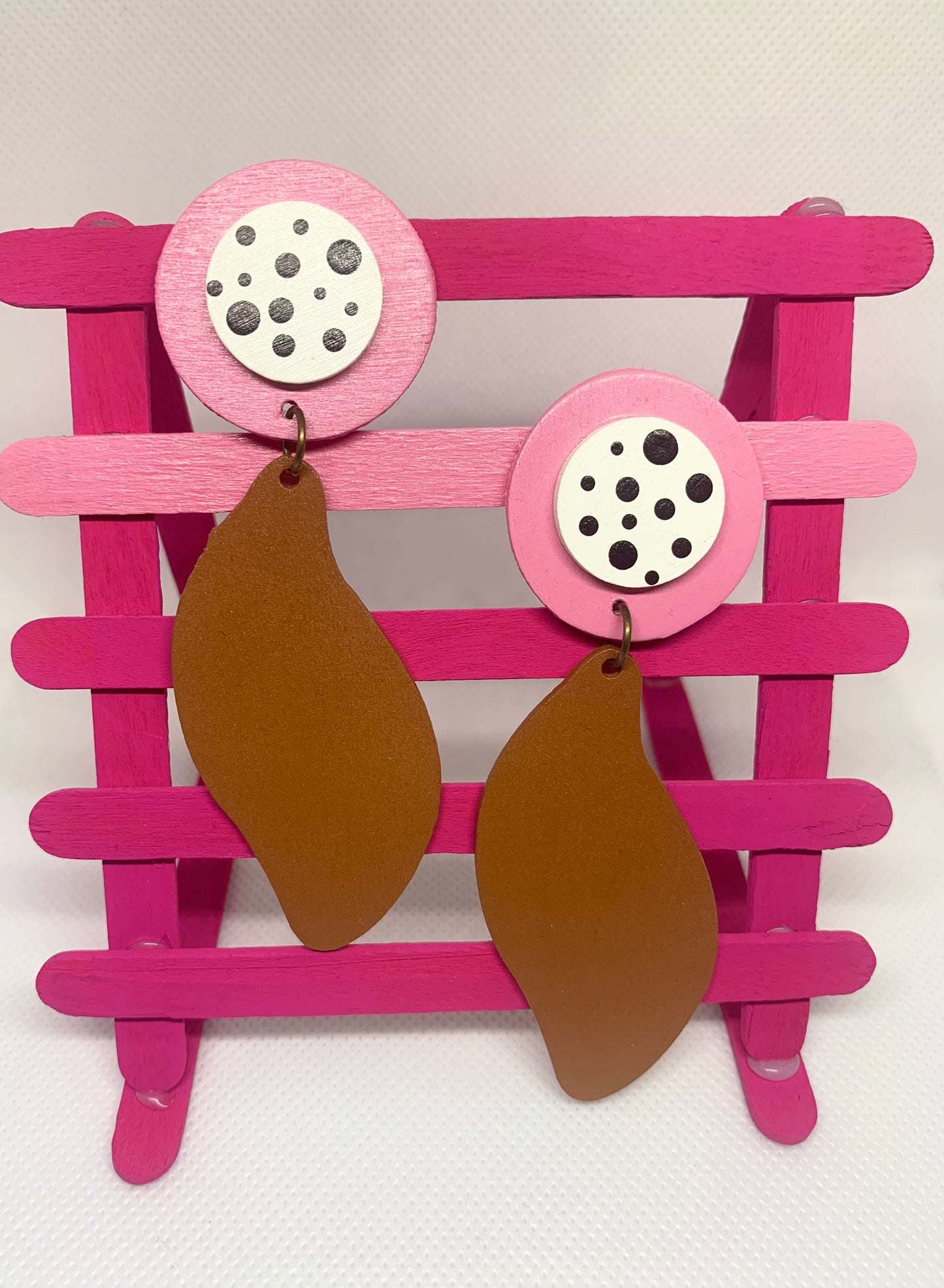 Peony & Chestnut: Hand-Painted Sculptural Drop Earrings