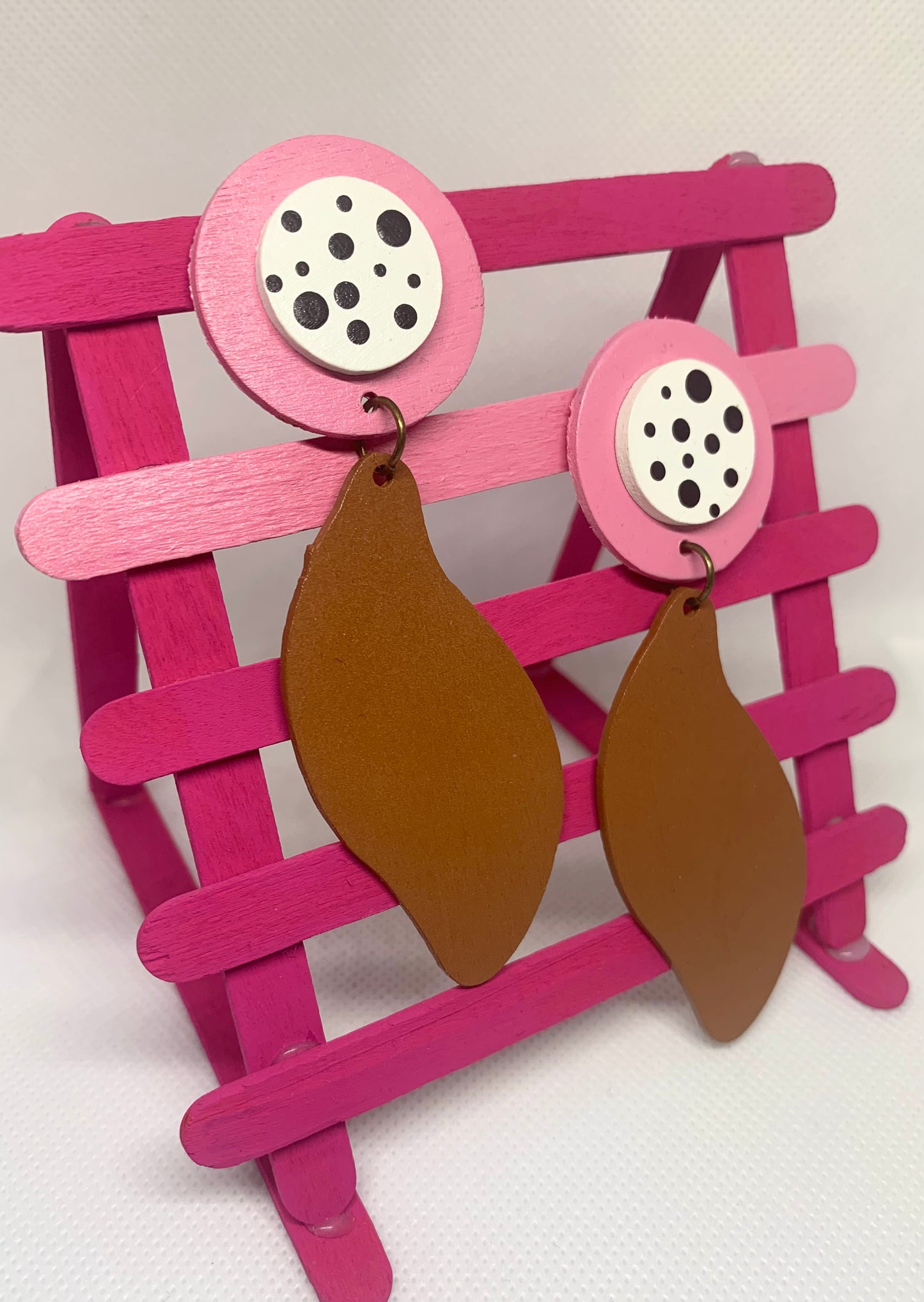 Peony & Chestnut: Hand-Painted Sculptural Drop Earrings