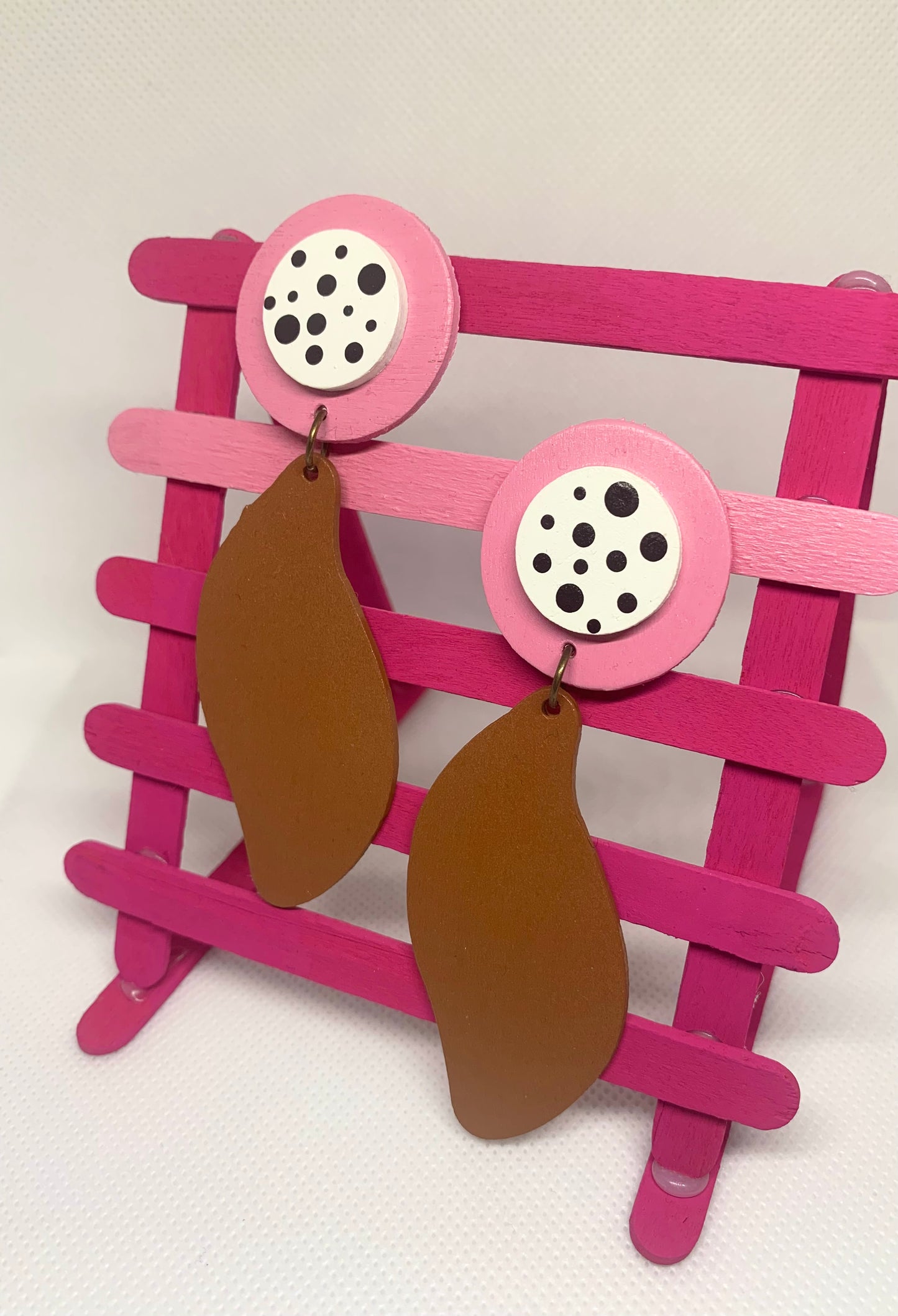 Peony & Chestnut: Hand-Painted Sculptural Drop Earrings