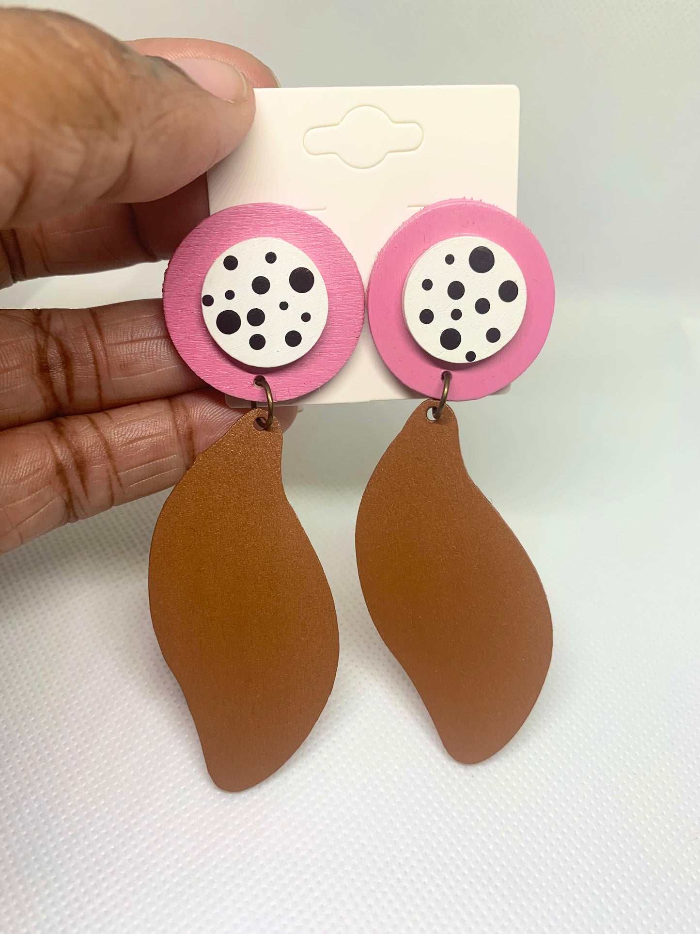 Peony & Chestnut: Hand-Painted Sculptural Drop Earrings