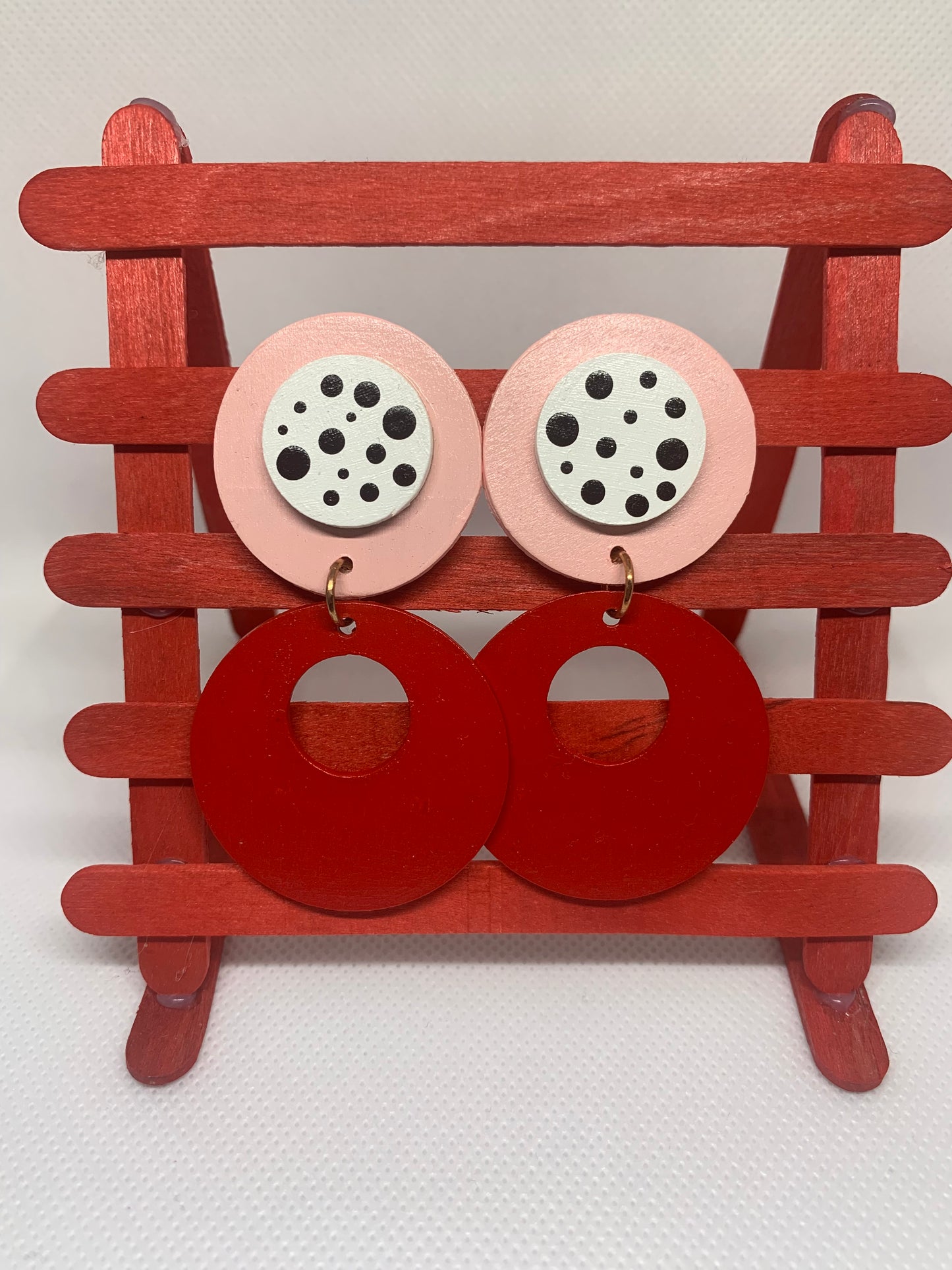 Rose & Cherry Pop: Hand-Painted Drop Earrings