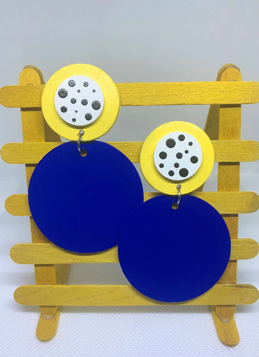 Solar Cobalt: Hand-Painted Color-Block Stud Drops
