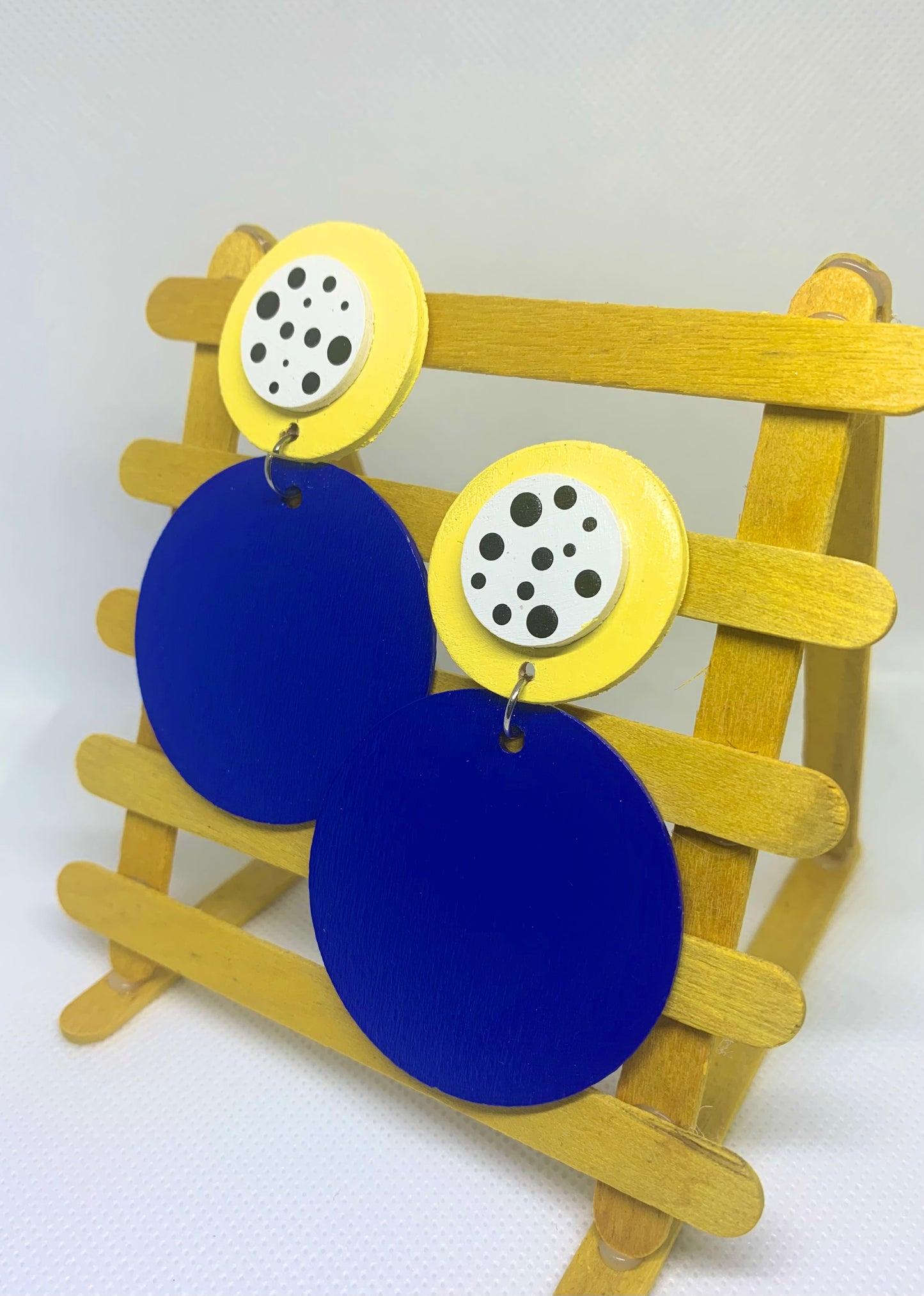 Solar Cobalt: Hand-Painted Color-Block Stud Drops