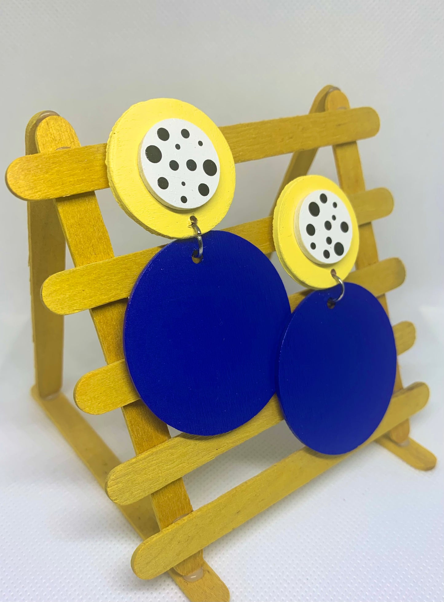 Solar Cobalt: Hand-Painted Color-Block Stud Drops