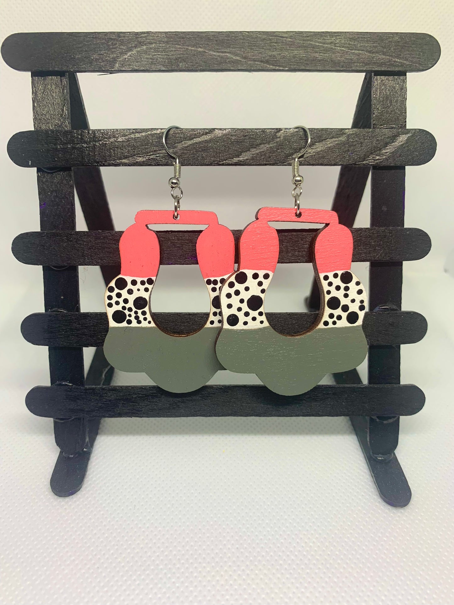 Abstract Edge: Hand-Painted Geometric Color-Block Wooden Earrings