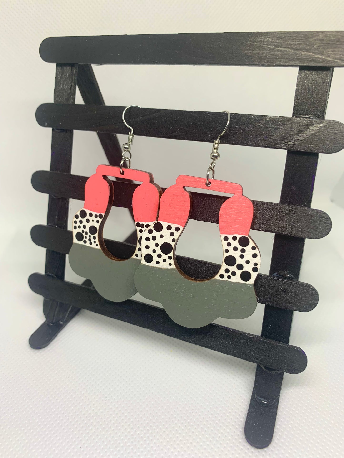 Abstract Edge: Hand-Painted Geometric Color-Block Wooden Earrings