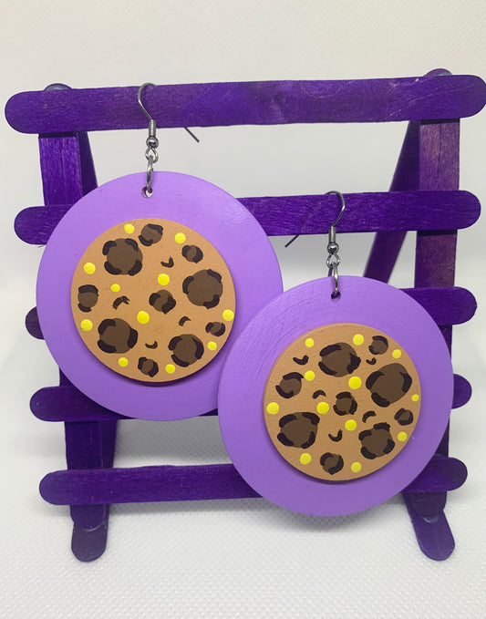 Royal Leopard: Hand-Painted Lavender & Neon Statement Earrings