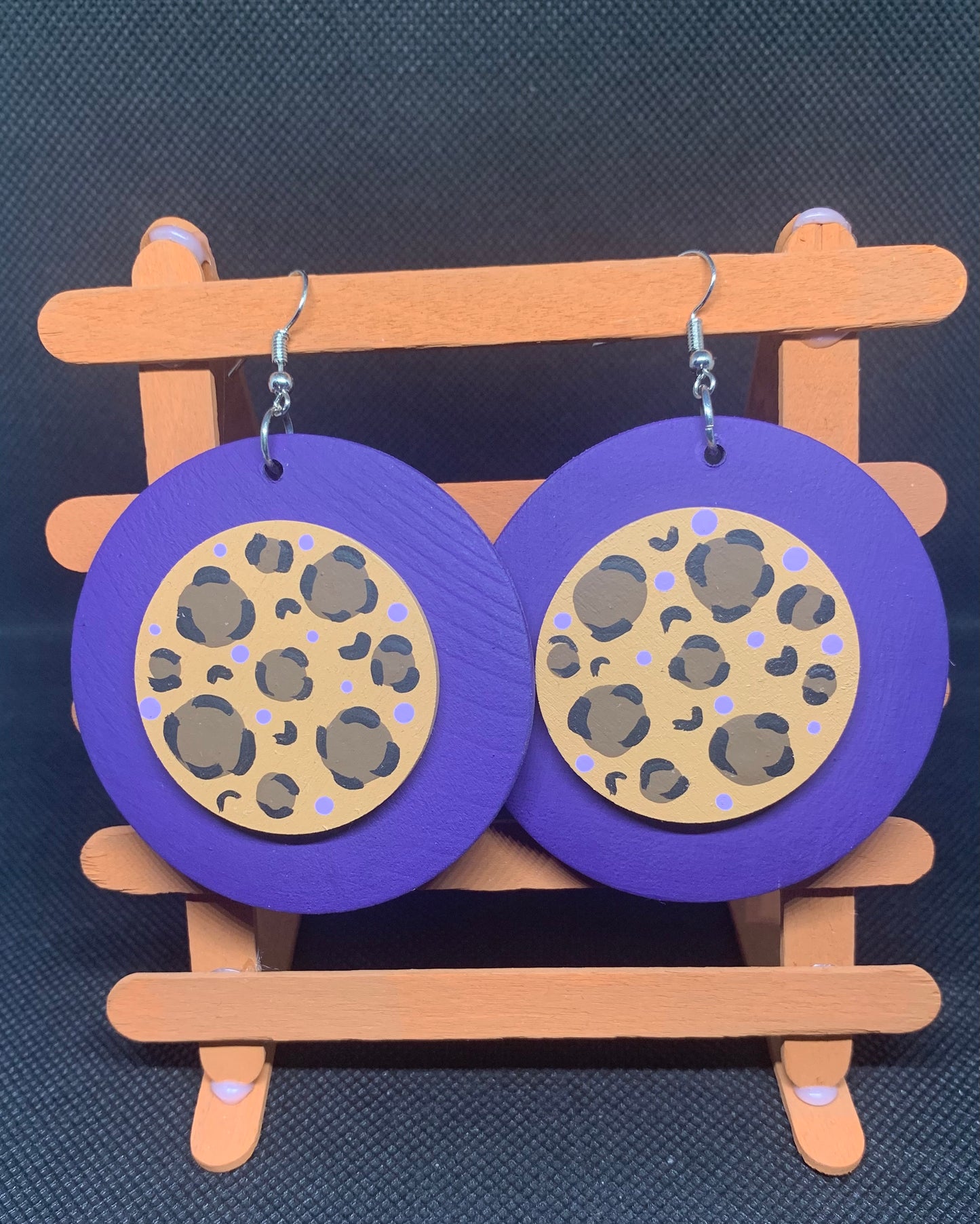 Vivid Violet: Hand-Painted Leopard & Purple Statement Hoops