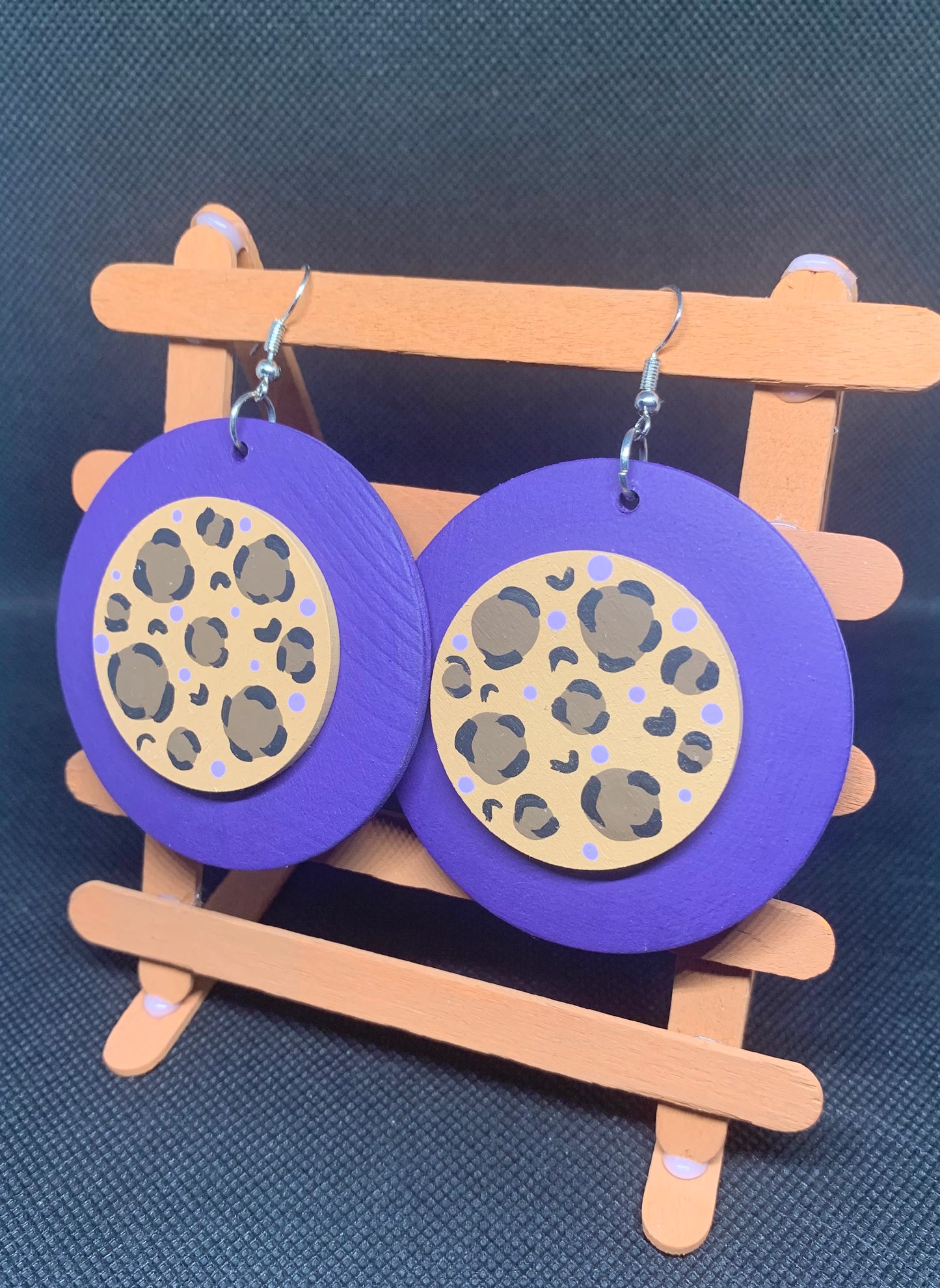 Vivid Violet: Hand-Painted Leopard & Purple Statement Hoops