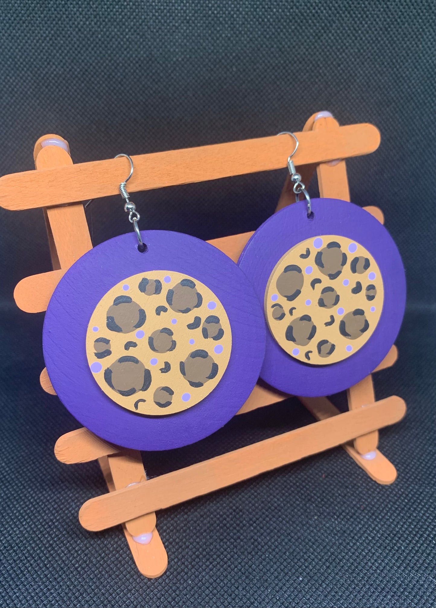Vivid Violet: Hand-Painted Leopard & Purple Statement Hoops