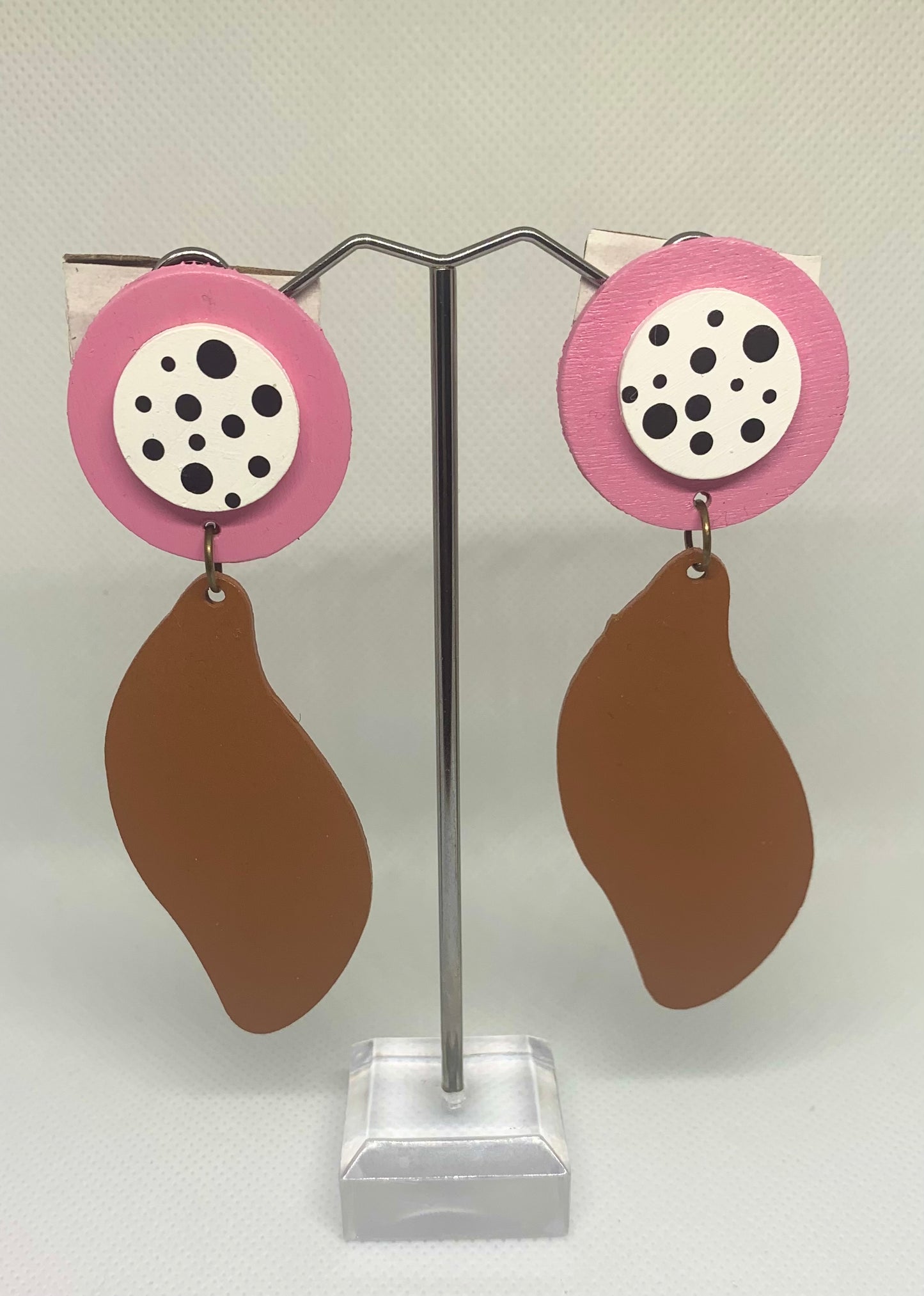 Peony & Chestnut: Hand-Painted Sculptural Drop Earrings