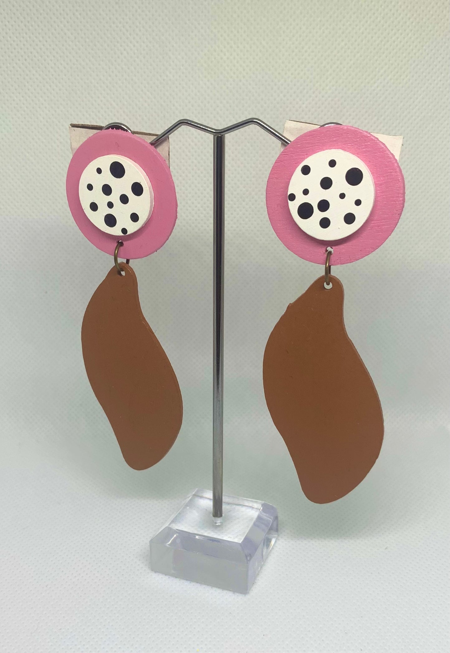 Peony & Chestnut: Hand-Painted Sculptural Drop Earrings