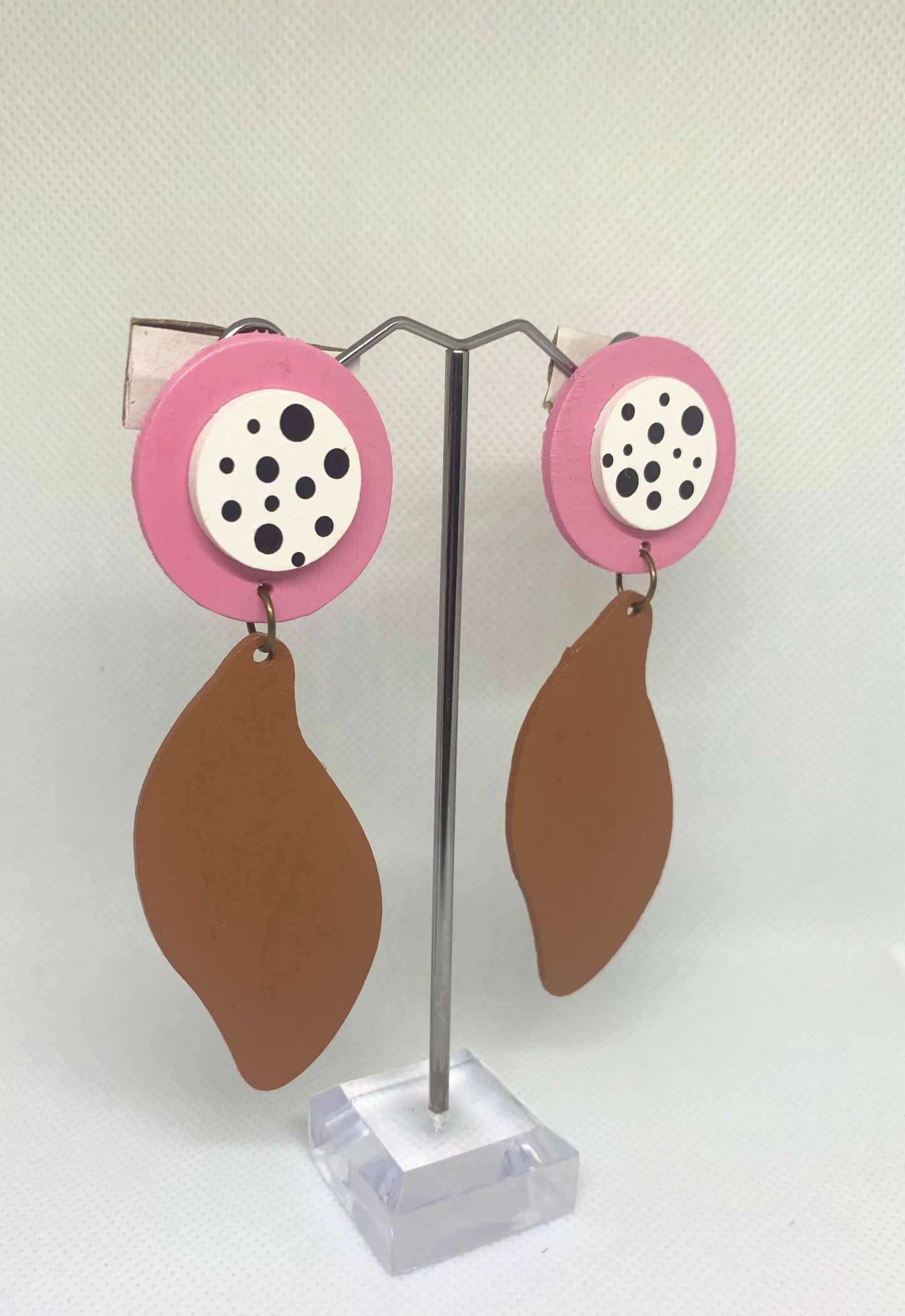 Peony & Chestnut: Hand-Painted Sculptural Drop Earrings