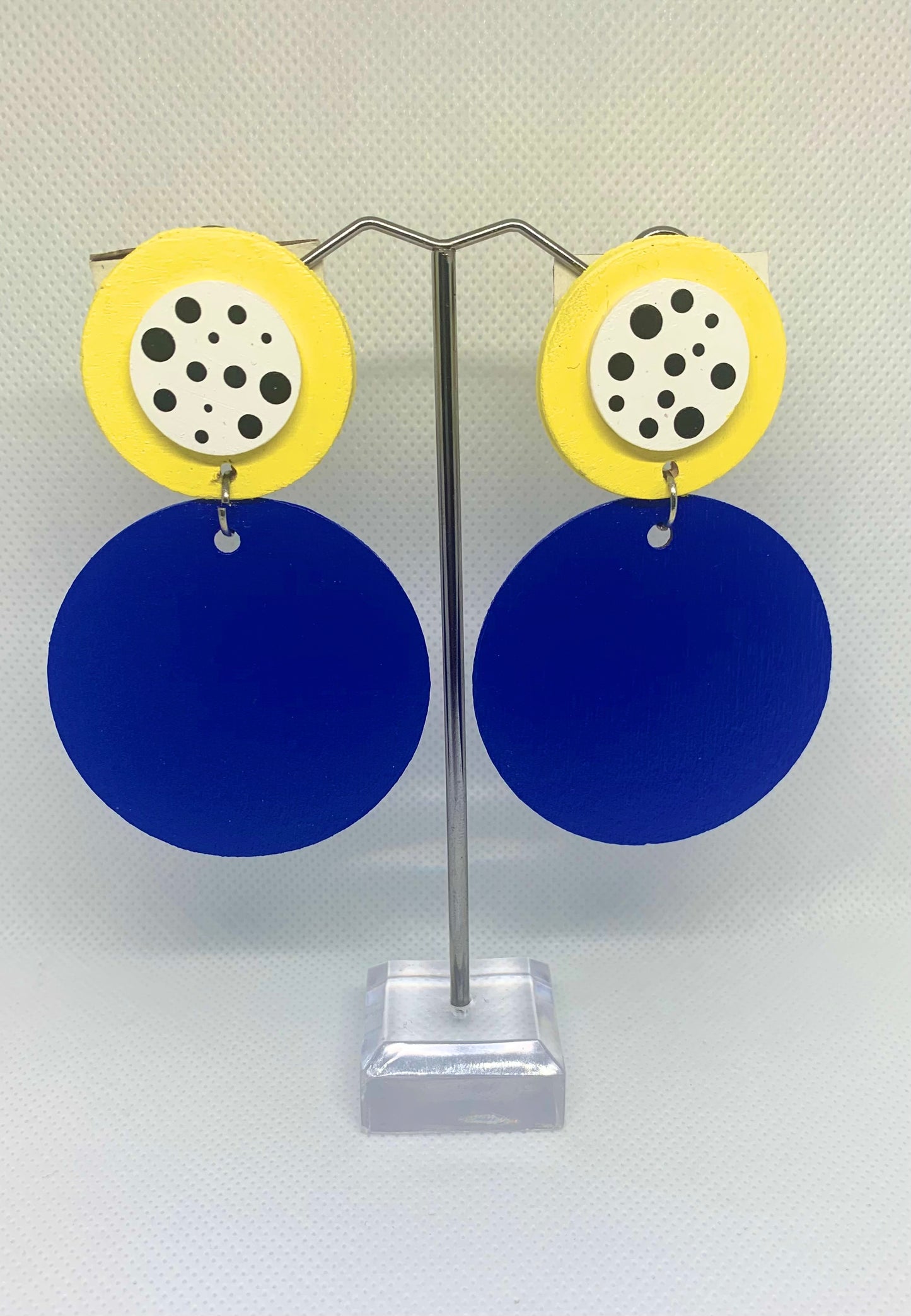 Solar Cobalt: Hand-Painted Color-Block Stud Drops